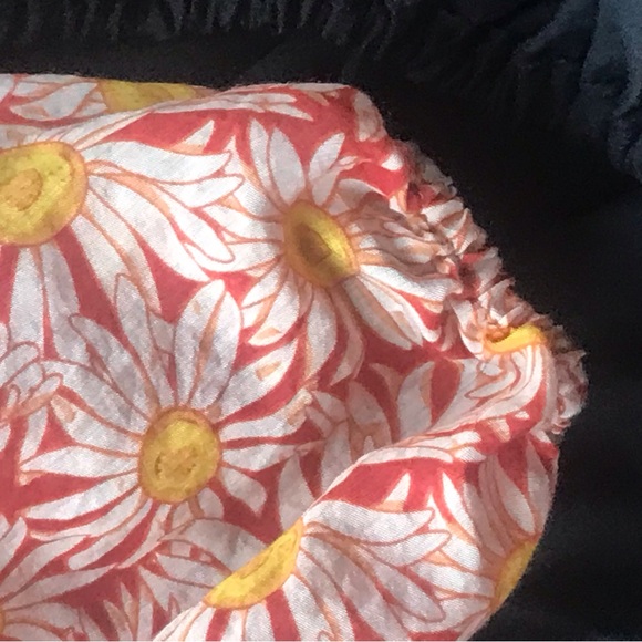 Simply Southern Floral Blouse Lined Baby Doll AOP Daisies LG Tie Back Ruffle - Picture 6 of 8